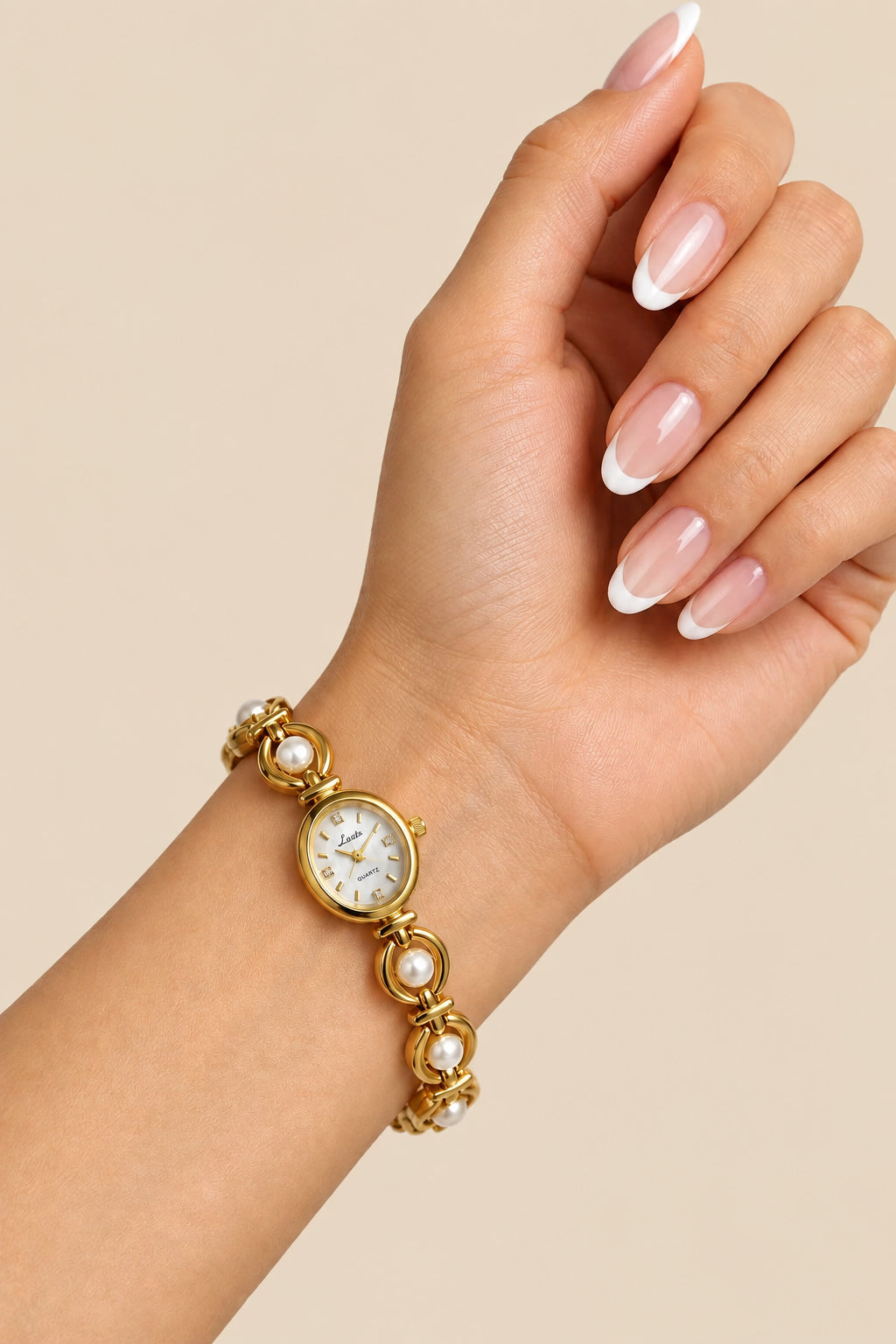 Reloj Perla Ovalado Dorado