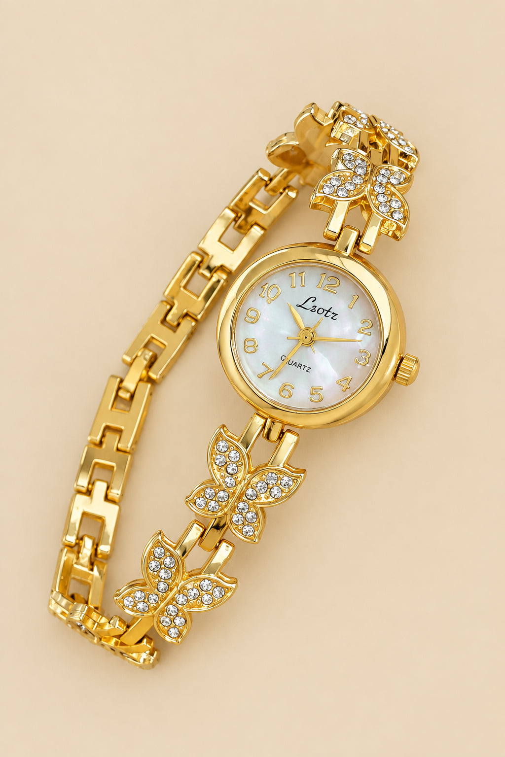 Reloj Mariposa Dorado con Circonitas
