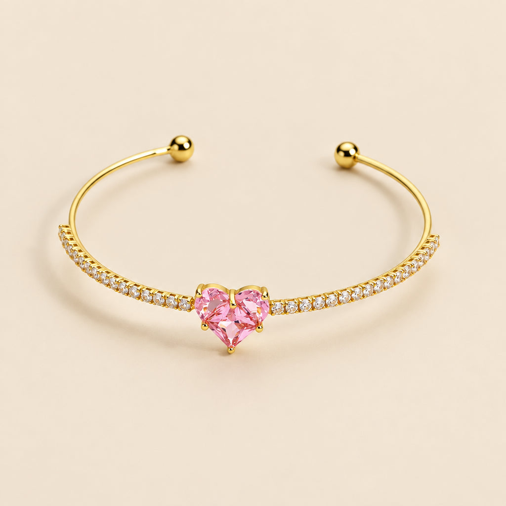 Set de Zirconia Rosa con Baño de Oro