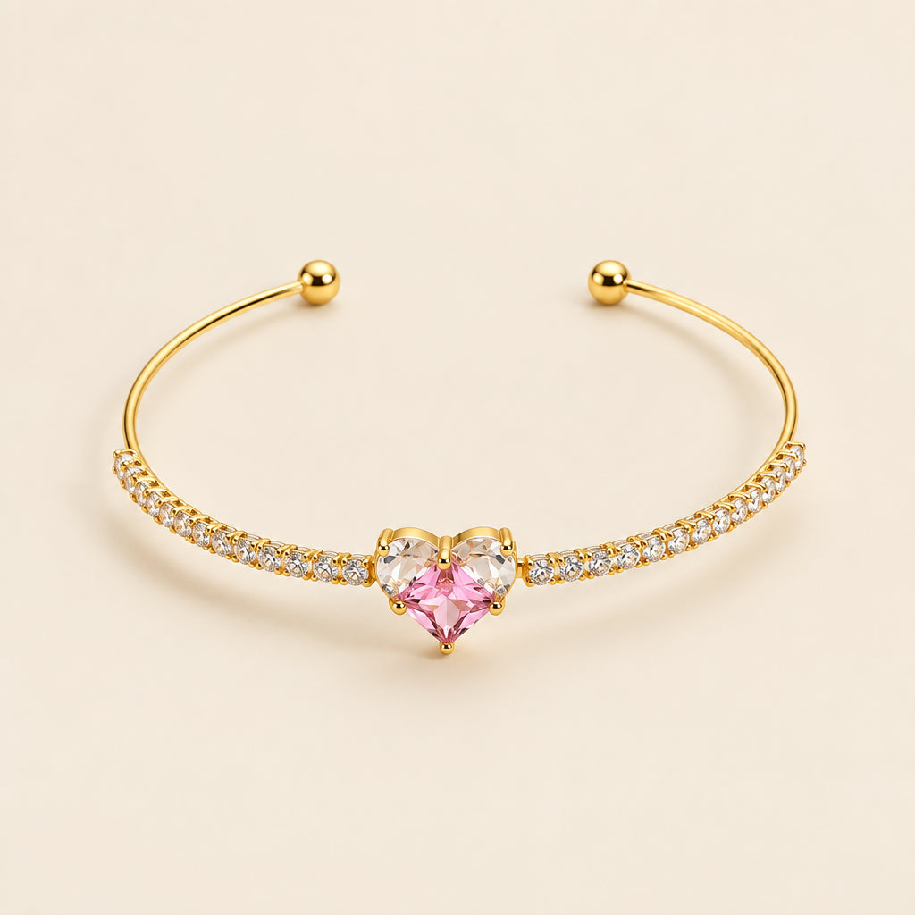 Set de Zirconia Rosa con Baño de Oro