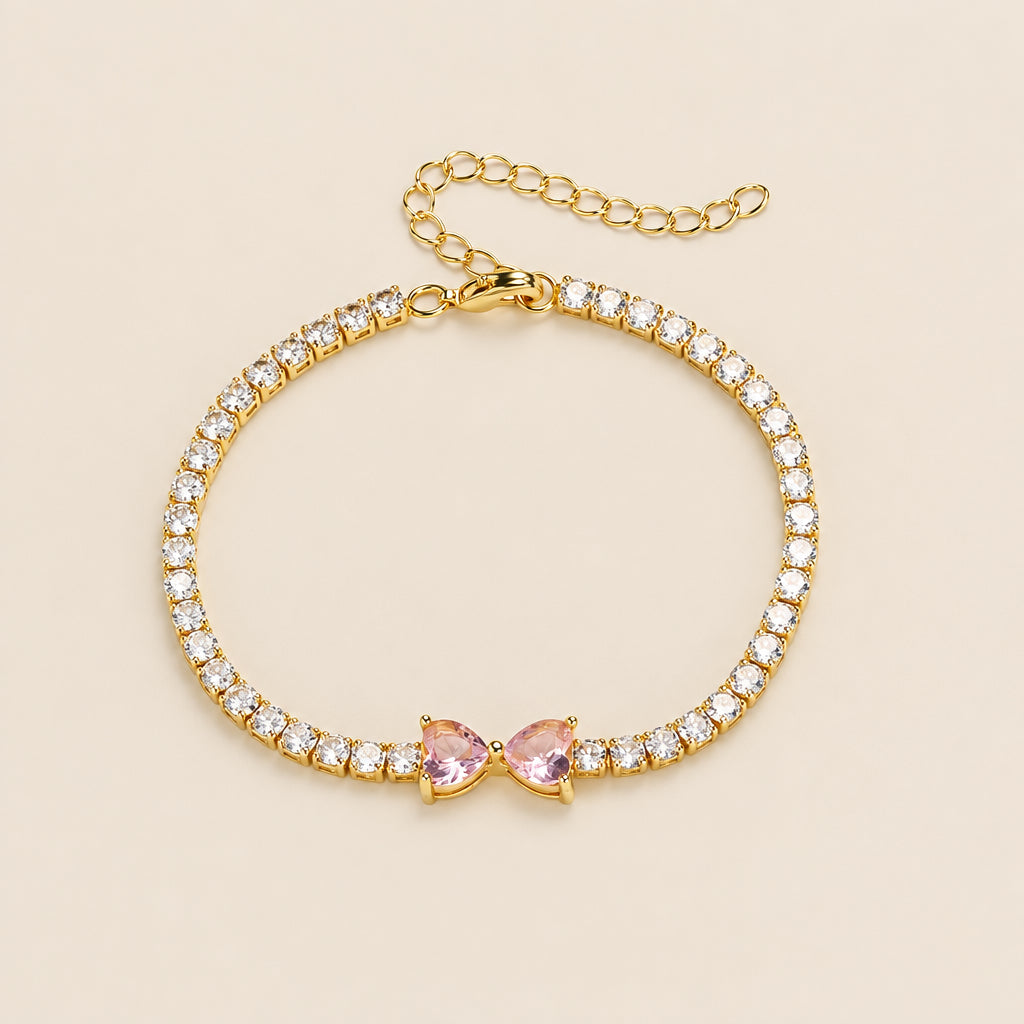 Set de Zirconia Rosa con Baño de Oro